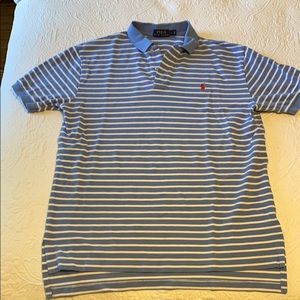 Men’s polo, Blue & white striped